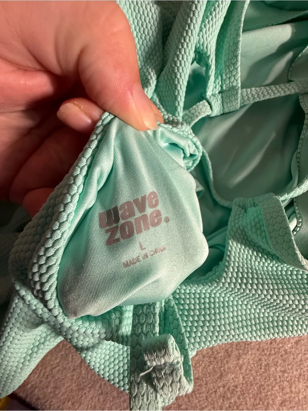 Mint Textured One-Piece Swimsuit with Slim Straps